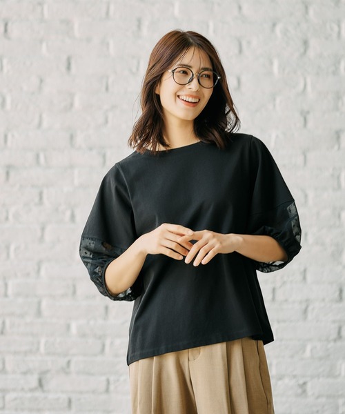 FOUND GOOD（ファウンドグッド）の「ソデシフォンドットPO（Tシャツ/カットソー・レディース・ホワイト系5/ブラック/グレー系8・M/L）」の12枚目の写真