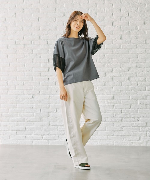 FOUND GOOD（ファウンドグッド）の「ソデシフォンドットPO（Tシャツ/カットソー・レディース・ホワイト系5/ブラック/グレー系8・M/L）」の14枚目の写真