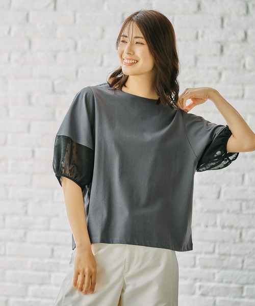 FOUND GOOD（ファウンドグッド）の「ソデシフォンドットPO（Tシャツ/カットソー・レディース・ホワイト系5/ブラック/グレー系8・M/L）」の17枚目の写真