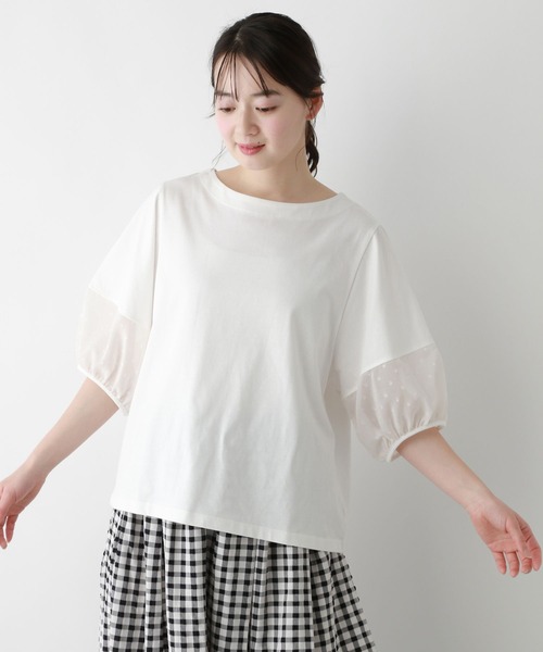 FOUND GOOD（ファウンドグッド）の「ソデシフォンドットPO（Tシャツ/カットソー・レディース・ホワイト系5/ブラック/グレー系8・M/L）」の21枚目の写真