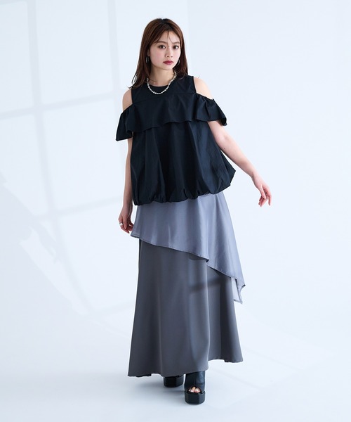 Ellno de Mavie(エルノデメヴィ)の「バルーンオフショルトップス(シャツ/ブラウス・レディース・オフホワイト/グレー系その他/ブラック・FREE)」の19枚目の写真
