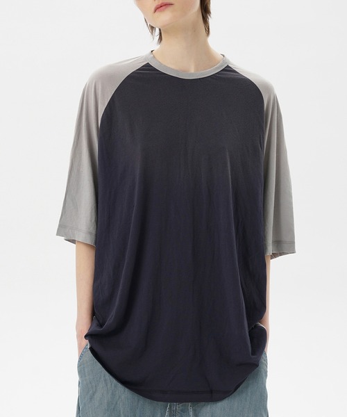 SCULPTOR フラッグ ラグラン Tシャツ グレー セール】ロックラグランロングTシャツ（ユニセックス着用）（T