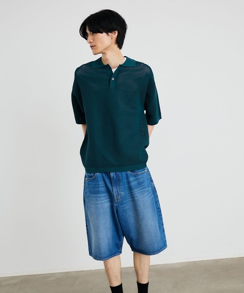 SHIPS（シップス）の「City Ambient Products:〈手洗い可能〉ポリエステル メッシュ ニット ショートスリーブ ポロ（ポロシャツ・メンズ・ブラック/ダークグリーン/オフホワイト/ダークグレー・SMALL/MEDIUM/LARGE）」の20枚目の写真