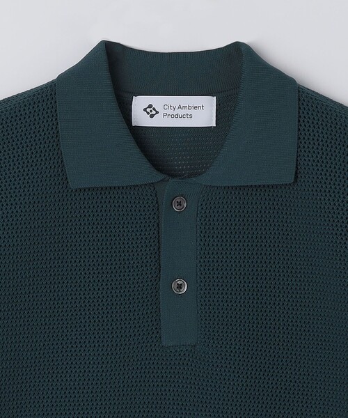 SHIPS（シップス）の「City Ambient Products:〈手洗い可能〉ポリエステル メッシュ ニット ショートスリーブ ポロ（ポロシャツ・メンズ・ブラック/ダークグリーン/オフホワイト/ダークグレー・SMALL/MEDIUM/LARGE）」の10枚目の写真