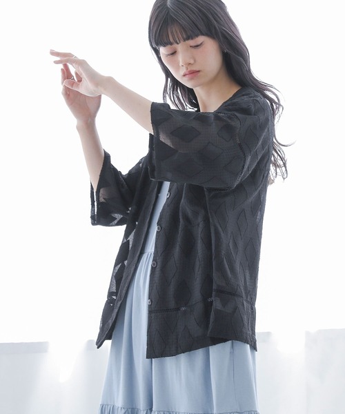 somari imagination(ソマリ イマジネーション)の「カットジャカード開襟シャツ(シャツ/ブラウス・レディース・ブラック/オフホワイト・2/1)」の19枚目の写真