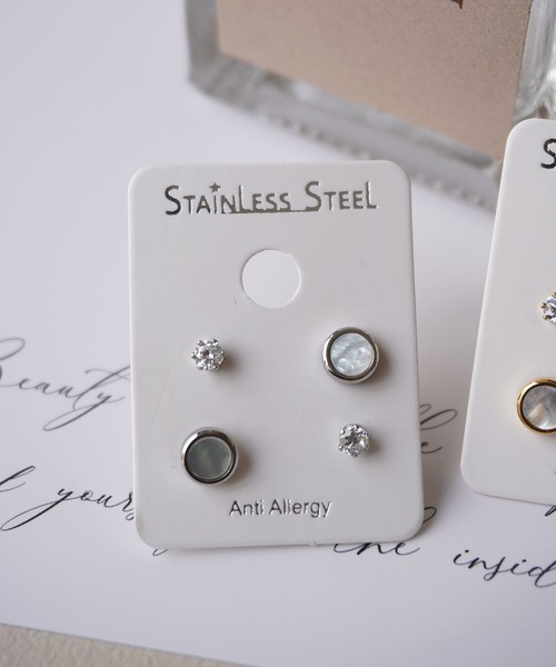 ammy.(エイミードット)の「【 ammy. / エイミードット 】 2ペア セットピアス / ステンレス(ピアス(両耳用)・レディース・B/C/D/A・FREE)」の2枚目の写真