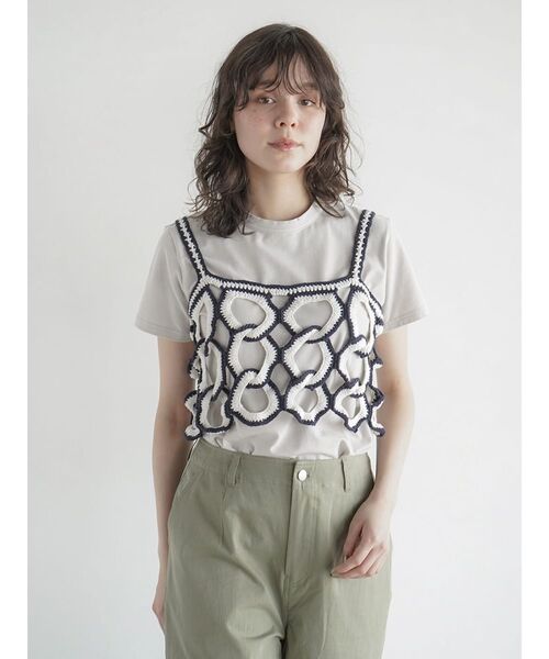 トップス CROCHET COLOR SCHEME MOTIF BUSTIER CROCHET COLOR SCHEME MOTIF BUSTIER