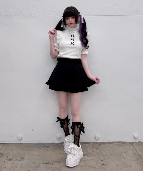 Ank Rouge(アンクルージュ)の「うしろおリボンスカパン(スカート・レディース・ブラック/ブルー/A・M)」の13枚目の写真