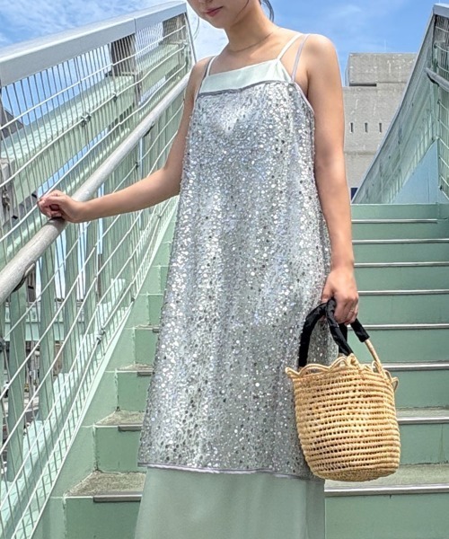 セール】【ANDRESD】kirakira spangle dress［キラキラ