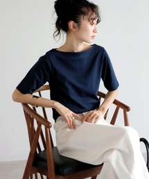シルケットコットンボートネックTシャツ