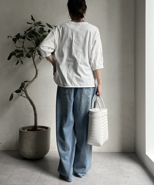 tシャツ 「WEB限定」パールロゴ刺繍タックスリーブプルオーバー レディース WEB限定】パールロゴ刺繍タックスリーブプルオーバー（Tシャツ