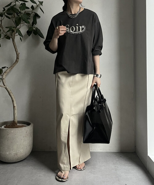 tシャツ 「WEB限定」パールロゴ刺繍タックスリーブプルオーバー レディース WEB限定】パールロゴ刺繍タックスリーブプルオーバー（Tシャツ