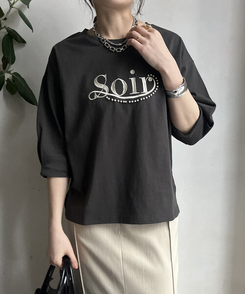 WEB限定】パールロゴ刺繍タックスリーブプルオーバー（Tシャツ