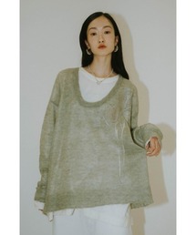 Knuth Marf | embroidery sheer Uneck pullover(unisex)(スウェット)