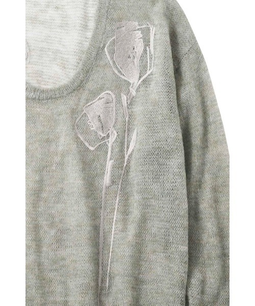 Knuth Marf（クヌースマーフ）の「embroidery sheer Uneck pullover(unisex)（スウェット・レディース・グレー・FREE）」の2枚目の写真