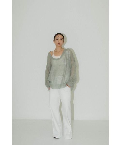embroidery sheer Uneck pullover(unisex)（スウェット）｜Knuth