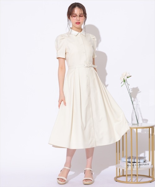 SWINGLE（スウィングル）の「サマーツイードバイカラー衿ハーフスリーブワンピース（ワンピース・レディース・ライトベージュ/ネイビー/ミント・FREE）」の11枚目の写真