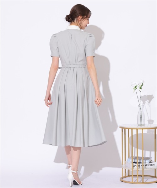 SWINGLE（スウィングル）の「サマーツイードバイカラー衿ハーフスリーブワンピース（ワンピース・レディース・ライトベージュ/ネイビー/ミント・FREE）」の17枚目の写真