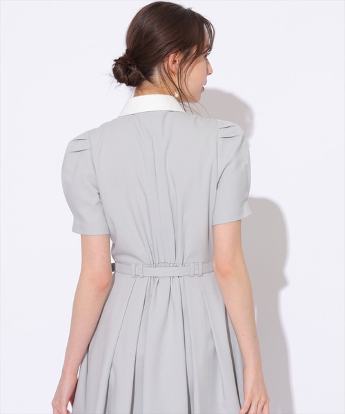 SWINGLE（スウィングル）の「サマーツイードバイカラー衿ハーフスリーブワンピース（ワンピース・レディース・ライトベージュ/ネイビー/ミント・FREE）」の19枚目の写真