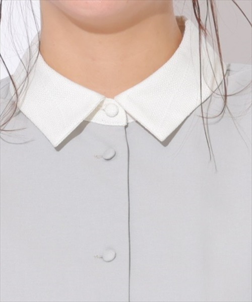 SWINGLE（スウィングル）の「サマーツイードバイカラー衿ハーフスリーブワンピース（ワンピース・レディース・ライトベージュ/ネイビー/ミント・FREE）」の20枚目の写真