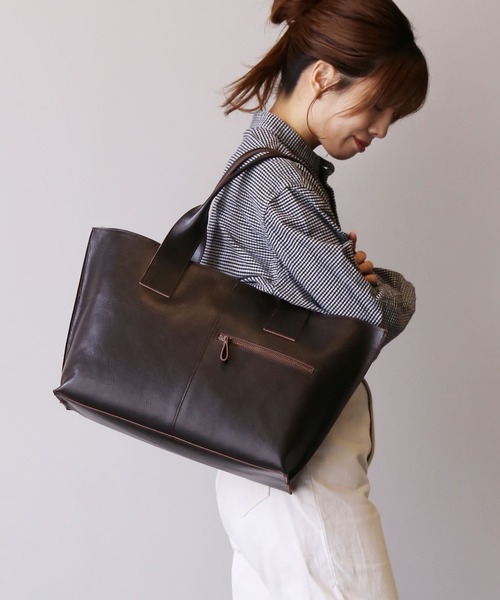 Jamale（ジャマレ）の「[Jamale]本革トートバッグ 大きめ 大容量（トートバッグ・レディース・レッド/キャメル/ダークブラウン/ダークグリーン/ブラック・FREE）」の6枚目の写真