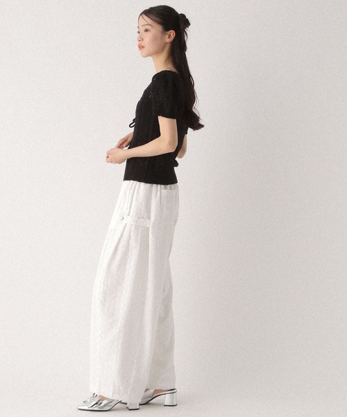 Heather（ヘザー）の「透かし編みメッシュ半袖カーディガン 497370