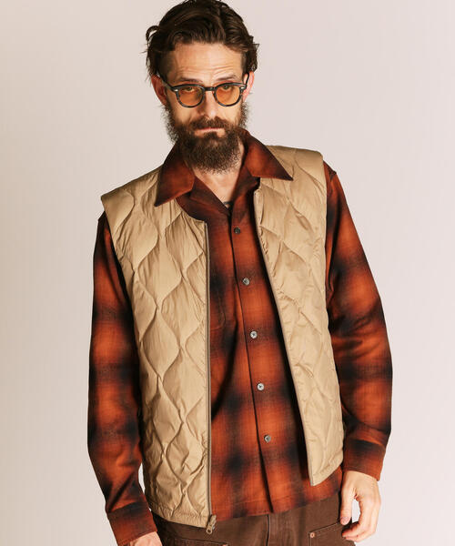 Schott ブラウン ダウンベスト Schott/ショット/xTAION/×タイオン/INNER DOWN VEST/インナーダウン