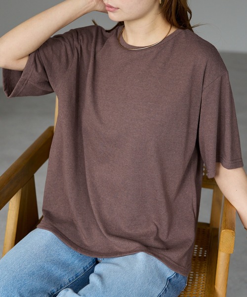 セール】スラブ バックスリットTシャツ（Tシャツ/カットソー