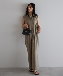 【動画あり】polo collar sleeveless jumpsuit / ノースリーブポロ襟オールインワン