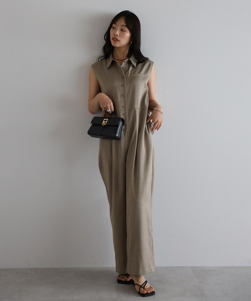 セール】【動画あり】polo collar sleeveless jumpsuit