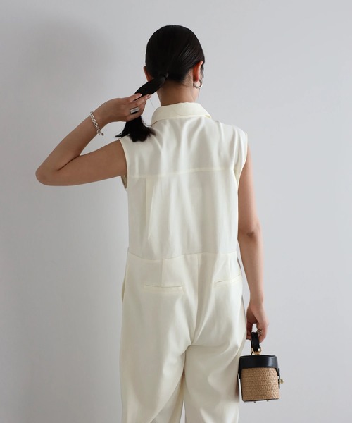 unminou❤︎ポコポンオールインワン セール】【動画あり】polo collar sleeveless jumpsuit