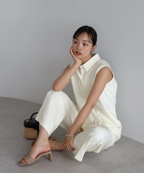 セール】【動画あり】polo collar sleeveless jumpsuit