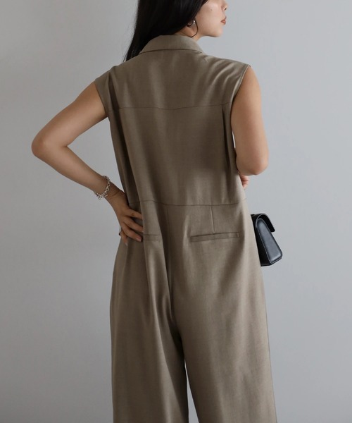 セール】【動画あり】polo collar sleeveless jumpsuit