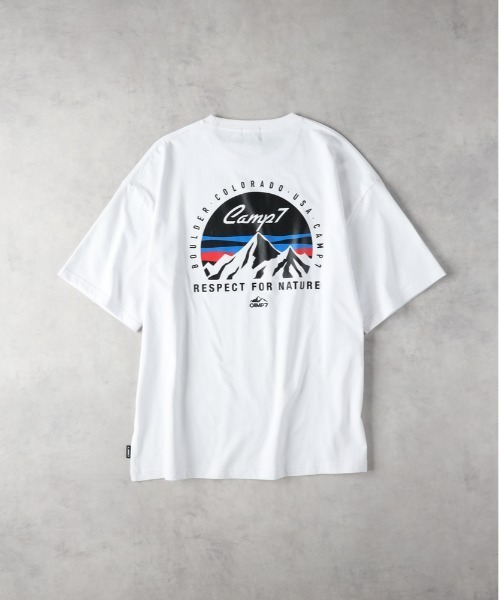 CAMP7（キャンプセブン）の「【店頭で人気】【CAMP7】マウンテンロゴグラフィックＴシャツ（Tシャツ/カットソー・メンズ・サックスブルー/ブラック/ホワイト・XL/L/M）」の8枚目の写真