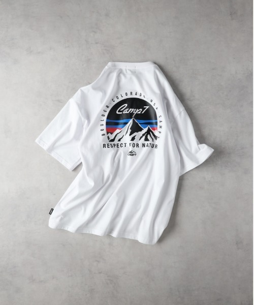 CAMP7（キャンプセブン）の「【店頭で人気】【CAMP7】マウンテンロゴグラフィックＴシャツ（Tシャツ/カットソー・メンズ・サックスブルー/ブラック/ホワイト・XL/L/M）」の9枚目の写真