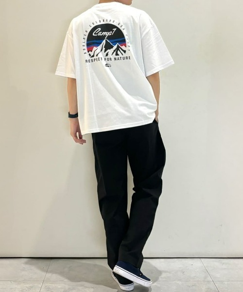 CAMP7（キャンプセブン）の「【店頭で人気】【CAMP7】マウンテンロゴグラフィックＴシャツ（Tシャツ/カットソー・メンズ・サックスブルー/ブラック/ホワイト・XL/L/M）」の15枚目の写真