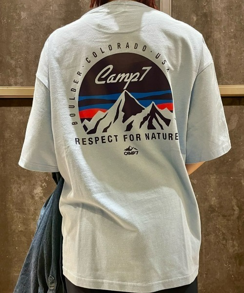 CAMP7（キャンプセブン）の「【店頭で人気】【CAMP7】マウンテンロゴグラフィックＴシャツ（Tシャツ/カットソー・メンズ・サックスブルー/ブラック/ホワイト・XL/L/M）」の21枚目の写真