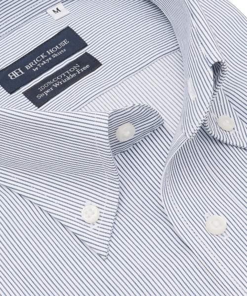 TOKYO SHIRTS(トウキョウシャツ)の「【超形態安定】 形態安定ノンアイロン ボタンダウン 半袖ビジネスワイシャツ(ビジネスシャツ・メンズ・ネイビー・首回り39cm/首回り41cm/首回り42cm/首回り43cm/首回り37cm)」の2枚目の写真