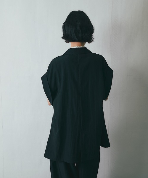 ヤマダヤ　vin Ample リネンライクハーフスリーブジャケット新品 ヤマダヤ vin Ample リネンライクハーフスリーブジャケット新品