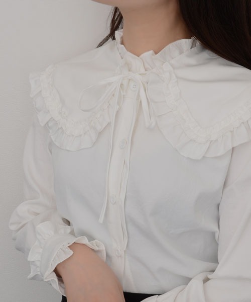 Mayree（メイリー）の「【resonance】フリルデザイン ビッグカラー つけ襟【マルチウェイ】（付け襟・レディース・ホワイト/ブラック・FREE）」の3枚目の写真