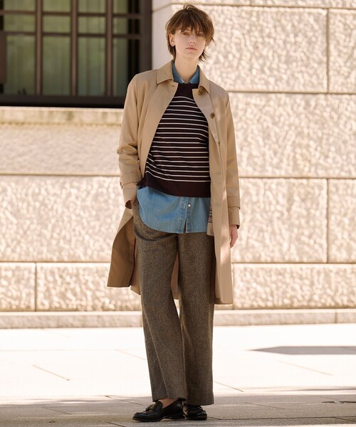 J.PRESS(ジェイプレス)の「コンパクトギャバ ステンカラー コート(ステンカラーコート・レディース・ベージュ系・T17/T15/T13)」の3枚目の写真