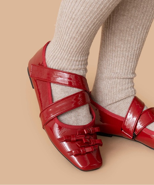 Casselini（キャセリーニ）の「Casselini(キャセリーニ)リボンシューズ（バレエシューズ・レディース・シルバー/レッド/ブラック・23/24/24.5/23.5）」の14枚目の写真