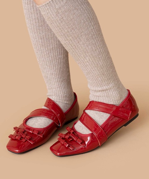 Casselini（キャセリーニ）の「Casselini(キャセリーニ)リボンシューズ（バレエシューズ・レディース・シルバー/レッド/ブラック・23/24/24.5/23.5）」の13枚目の写真