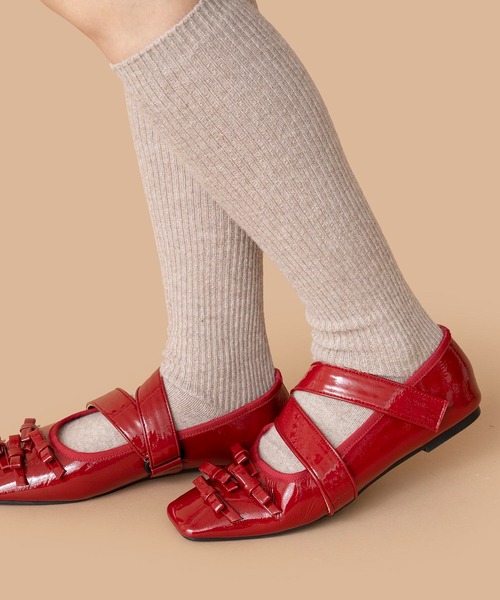 Casselini（キャセリーニ）の「Casselini(キャセリーニ)リボンシューズ（バレエシューズ・レディース・シルバー/レッド/ブラック・23/24/24.5/23.5）」の12枚目の写真