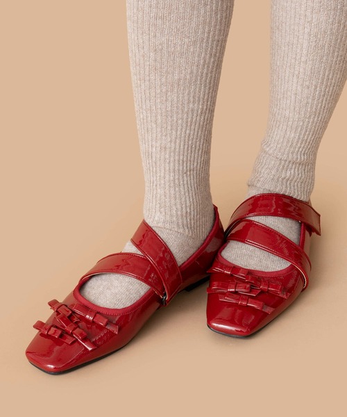 Casselini（キャセリーニ）の「Casselini(キャセリーニ)リボンシューズ（バレエシューズ・レディース・シルバー/レッド/ブラック・23/24/24.5/23.5）」の11枚目の写真