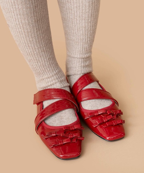 Casselini（キャセリーニ）の「Casselini(キャセリーニ)リボンシューズ（バレエシューズ・レディース・シルバー/レッド/ブラック・23/24/24.5/23.5）」の16枚目の写真