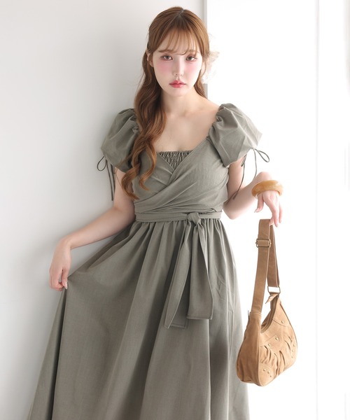 one after another NICE CLAUP（ワンアフターアナザーナイスクラップ）の「マルチウェイ/カシュクールブラウス+キャミワンピセット（ワンピース・レディース・ホワイト系その他/カーキ/ブラウン系その他/ブラック・FREE）」の4枚目の写真