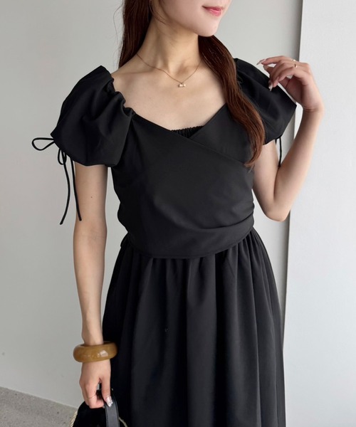 one after another NICE CLAUP（ワンアフターアナザーナイスクラップ）の「マルチウェイ/カシュクールブラウス+キャミワンピセット（ワンピース・レディース・ホワイト系その他/カーキ/ブラウン系その他/ブラック・FREE）」の7枚目の写真