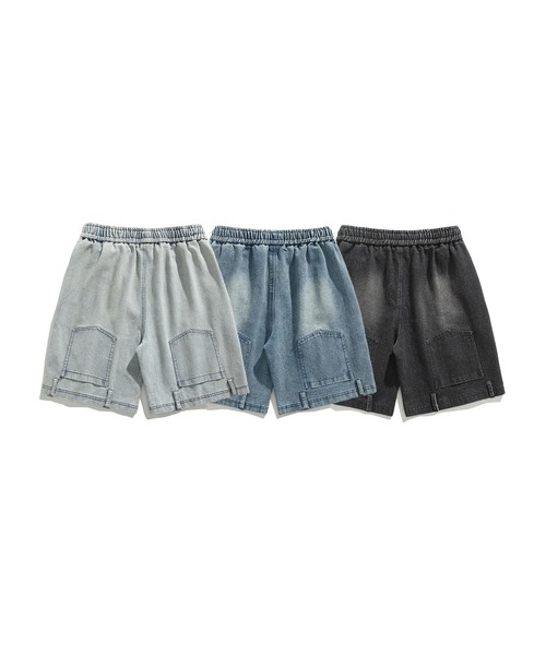 HOOK（フック）の「逆さデザインヴィンテージウォッシュデニムショーツ (SS)（デニムパンツ・メンズ・ブラック/ライトブルー/ブルー・LARGE/MEDIUM/X-LARGE）」の7枚目の写真