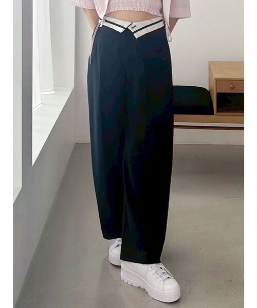 MERCURYDUO（マーキュリーデュオ）の「折返しベルトパンツ（その他パンツ・レディース・ネイビー/グレー・SMALL/MEDIUM）」の2枚目の写真